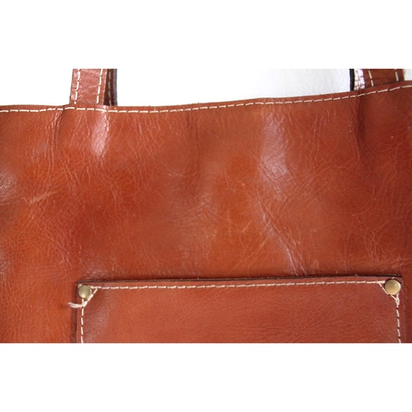 Patricia Nash Cognac Leather Shoulder Bag Preowned Neutral Cherry Cognac… - Picture 5 of 14